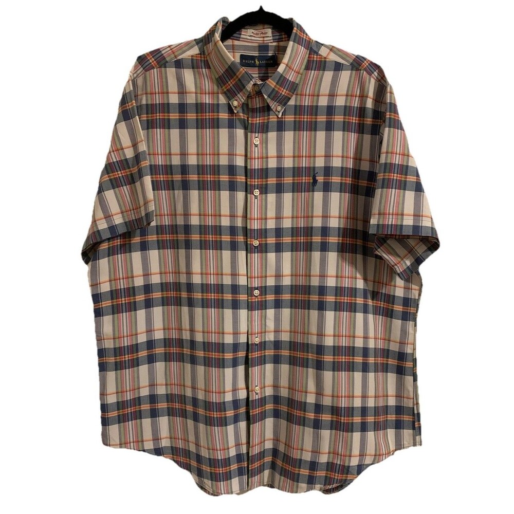 Ralph Lauren Shirt Mens XXL Bleeding Madras India Plaid Pony Button Down Preppy